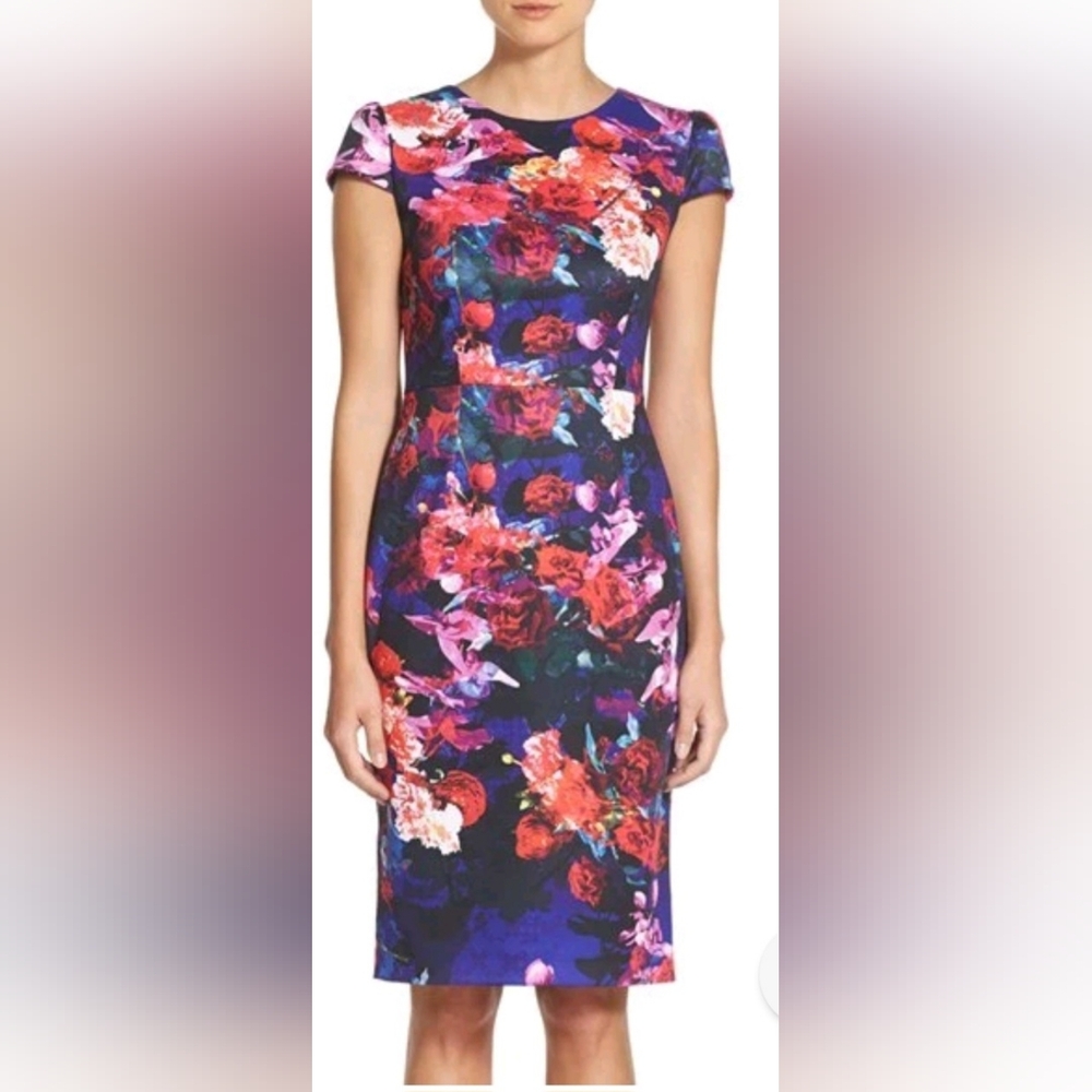 Betsey Johnson Cap Sleeve Floral Dress - Size 6 - Picture 3 of 13